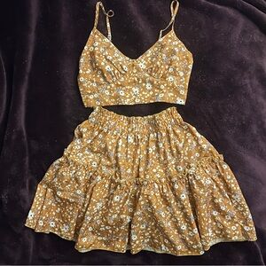 Floral Two-Piece Set in Mustard and Cream
